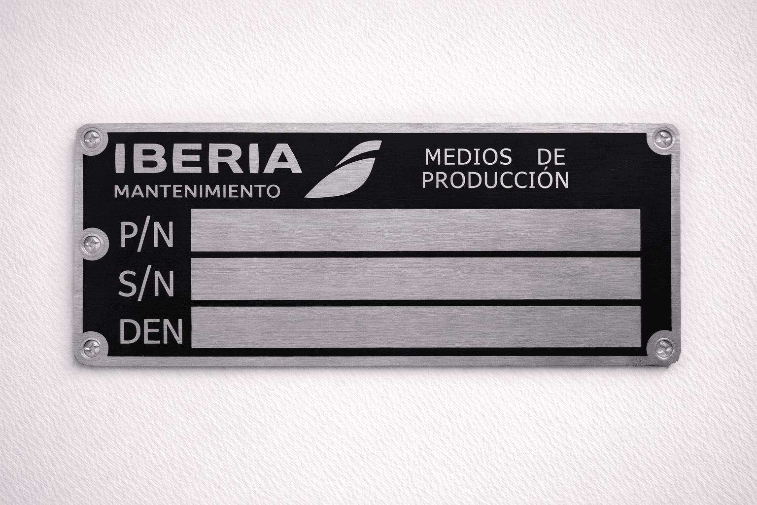 Placa de identificación de utillaje Iberia Mantenimiento